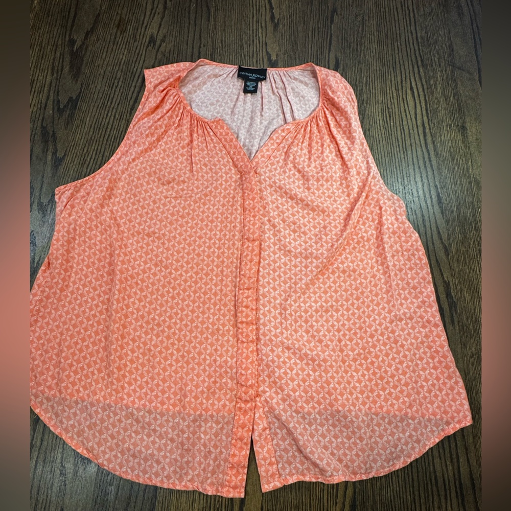 Cynthia Rowley Peach Patterned Blouse